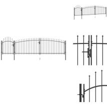 Portail de clôture de jardin avec dessus en lance 5x1,75 m Noir - Portail De Clôture - Portails De Clôture - Portail De Jardin - Portails De Jardin