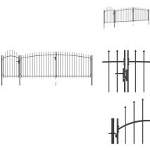 Portail de clôture de jardin avec dessus en lance 5x2 m Noir - Portail De Clôture - Portails De Clôture - Portail De Jardin - Portails De Jardin