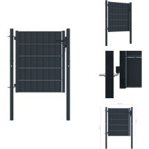 Portail de clôture pvc et acier 100x101 cm Anthracite - Portail De Cloture - Portillon - Clôture Jardin - Porte De Jardin - Porte Aluminium