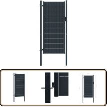 Portail de clôture pvc et acier 100x124 cm Anthracite - Portail De Cloture - Portillon - Clôture Jardin - Porte De Jardin - Porte Aluminium