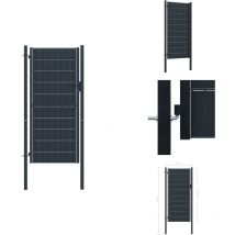 Portail de clôture pvc et acier 100x124 cm Anthracite - Portail De Cloture - Portillon - Clôture Jardin - Porte De Jardin - Porte Aluminium