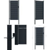 Portail de clôture pvc et acier 100x164 cm Anthracite - Portail De Cloture - Portillon - Clôture Jardin - Porte De Jardin - Portail Aluminium - Home
