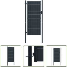 Hommoo - The Living Store Portail de clôture pvc et acier 100x204 cm Anthracite - Portail De Cloture - Portail En Acier - Portail Pvc - Portail