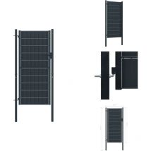 Portail de clôture pvc et acier 100x204 cm Anthracite - Portail De Cloture - Portail En Acier - Portail Pvc - Portail Anthracite - Porte De Jardin