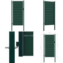 Portail de clôture pvc et acier 100x204 cm Vert - Portail De Cloture - Portail Jardin - Portillon - Clôture Pvc - Clôture Acier - Home & Living