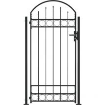 Maison Chic - Portail de Clôture Porte Portillon Portail de jardin à dessus arqué et 2 poteaux 105x204 cm Noir 64956