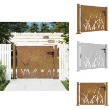 Portail de jardin 105x105 cm acier corten conception d'herbe - Portail De Jardin - Portails Métalliques - Portail En Acier - Porte D'entrée - Clôture