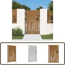 Vidaxl - Portail de jardin 105x205 cm acier corten conception d'herbe - Portail De Jardin - Portails Métalliques - Portail En Acier - Portail
