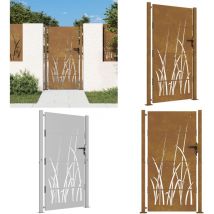 Vidaxl - Portail de jardin 105x205 cm acier corten conception d'herbe - Portail De Jardin - Portails Métalliques - Portail En Acier - Portail