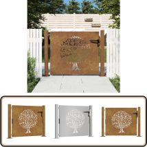 Portail de jardin 105x80 cm acier corten conception de l'arbre - Portail De Jardin - Portails Métalliques - Portail En Acier - Portail Extérieur
