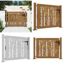 Portail de jardin 105x80 cm acier corten design de bambou - Portail De Jardin - Portails Métalliques - Portail En Acier - Portail Extérieur - Clôture