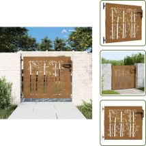 Portail de jardin 85x100 cm acier corten design de bambou - Portail De Jardin - Porte De Jardin - Portillon - Clôture - Acier Corten