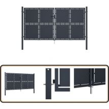 Portail de jardin Acier 300x150 cm Anthracite - Portail D'acier - Portails De Jardin - Clôture En Acier - Portail Anthracite - Portail Extérieur