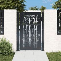 Portail De Jardin Portillon Grillage Portail De Clôture Anthracite 105x155 Cm Acier Design De Bambou 93789