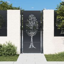 Avimac - Portail de jardin anthracite 105x180cm acier conception d'arbre