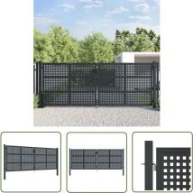 The Living Store Portail de jardin anthracite 400x125 cm acier - Portail De Jardin - Portail En Acier - Clôture - Porte D'entrée - Porte Extérieure