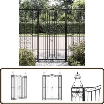 Portail de jardin noir 121x8x180 cm fer forgé - Portail De Jardin - Portail En Fer Forgé - Porte De Jardin - Clôture - Décoration Extérieur