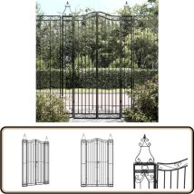 Portail de jardin noir 121x8x200 cm fer forgé - Portail De Jardin - Portail En Fer Forgé - Porte De Jardin - Clôture - Décoration Extérieure