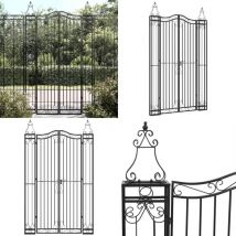 Portail de jardin noir 121x8x200 cm fer forgé - Portail De Jardin - Portail En Fer Forgé - Porte De Jardin - Clôture - Décoration Extérieure - Home &