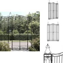 Portail de jardin noir 121x8x200 cm fer forgé - Portail De Jardin - Portail En Fer Forgé - Porte De Jardin - Clôture - Décoration Extérieure