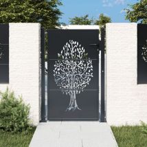 Portail de jardin, Porte de jardin, Portillon anthracite 105x155cm acier conception d'arbre CON764051 design in