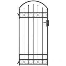 Maison Chic - Portail de jardin Portillon Grillage Portail de Clôture avec dessus arqué Acier 89x200 cm Noir 18367