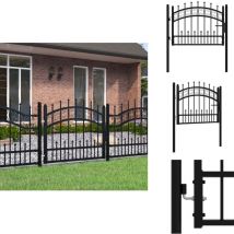 Portail et sommet de lance Noir 103x120 cm Acier enduit poudre - Portail De Clôture - Portails De Clôture - Clôture - Portail De Jardin
