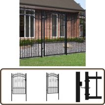 Portail et sommet de lance Noir 103x200 cm Acier enduit poudre - Portail De Clôture - Portail Jardin - Portillon - Clôture - Fermeture Jardin
