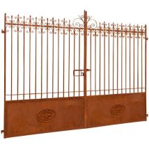 Portail extérieur en fer 332x254x8 cm Portail en fer forgé finition antique Pièce unique Portail de jardin extérieur