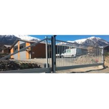 Portail Industriel Autoportant Galvanisé Plastifié L7000 H1500 Ares120 Barreaudé Gris