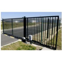 Portail Industriel Coulissant Galvanisé Plastifié L5000 H2500 Centaurus120 Barreaudé Bleu