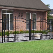 Portail, Porte de jardin, Portillon et sommet de lance Noir 305x173 cm Acier enduit poudre WFE468689 Maison Chic
