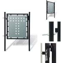Portail simple de clôture Noir 100x150 cm - Portail De Cloture - Portail Noir - Portail Jardin - Portillon - Clôture