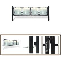 Portail simple de clôture Noir 300x125 cm - Portail De Cloture - Portail Noir - Portail Jardin - Portillon - Clôture