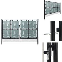 Portail simple de clôture Noir 300x200 cm - Portail De Cloture - Portail Aluminium - Portillon Design - Portail Noir - Portail Jardin