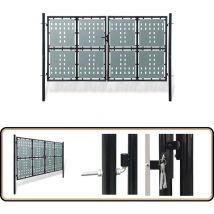 Portail simple de clôture Noir 300x225 cm - Portail De Cloture - Portail Metallique - Portail Noir - Portail Design - Portillon