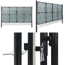 Portail simple de clôture Noir 300x225 cm - Portail De Cloture - Portail Metallique - Portail Noir - Portail Design - Portillon - Home & Living