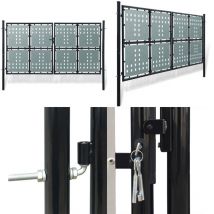 Portail simple de clôture Noir 300x250 cm - Portail De Cloture - Portillon - Portail Noir - Portail Design - Portail Metallique - Home & Living