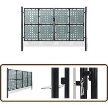 Portail simple de clôture Noir 300x250 cm - Portail De Cloture - Portillon - Portail Noir - Portail Design - Portail Metallique