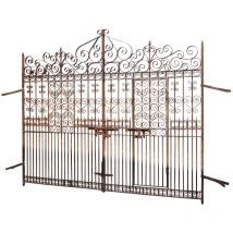 Portail extérieur en fer forgé 360x300x8 cm Portail finition antique Grand portail de jardin en fer Pièce décorative unique