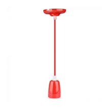 V-TAC VT-7998 Lampadario pendente 1mt E27 in porcellana Ф47mm cavo in corda colore rosso IP20 - SKU 3807