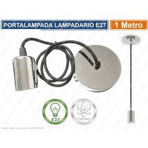 Lampadario portalampada cromato a sospensione per lampadine E27 filo 1 metro