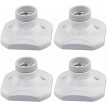 4 Pack de portalámparas LED E27, portalámparas de cerámica E27 y base de plástico, portalámparas de pared E27, portalámparas E27 blanco con aro para