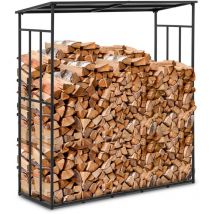 Portalegna con tetto Scaffale portalegna per caminetto 300 kg in acciaio nero