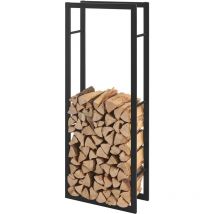[en.casa] - Portalegna 'Täby' (LxPxA) 60 x 25 x 150 cm Deposito per Legna da Ardere Supporto Tronchi Scaffale in Acciaio da Legnaia - Nero