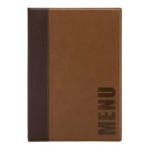 Porta Menu Linea Trendy - Per Caffè, Ristoranti, Bar - Similpelle - Formato A4 - 1 Doppio Inserto Incluso - Colore Marrone - Securit