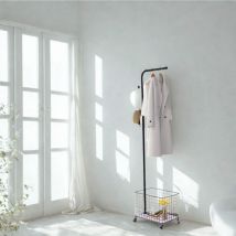 Secury-t - Portant à vêtements avec panier de rangement et crochets - noir