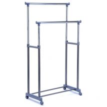 Archimede - Portant à vêtements double, extensible, gris/chrome