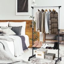 Maisonchic - Portant à Vêtements Mobile et Télescopique avec Étagères de Rangement Capacité 10kg 84x42x92-168cm Noir et Argent CW8969 Maison Chic