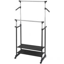 Wenko - Penderie double portant mobile - H.117/169 cm